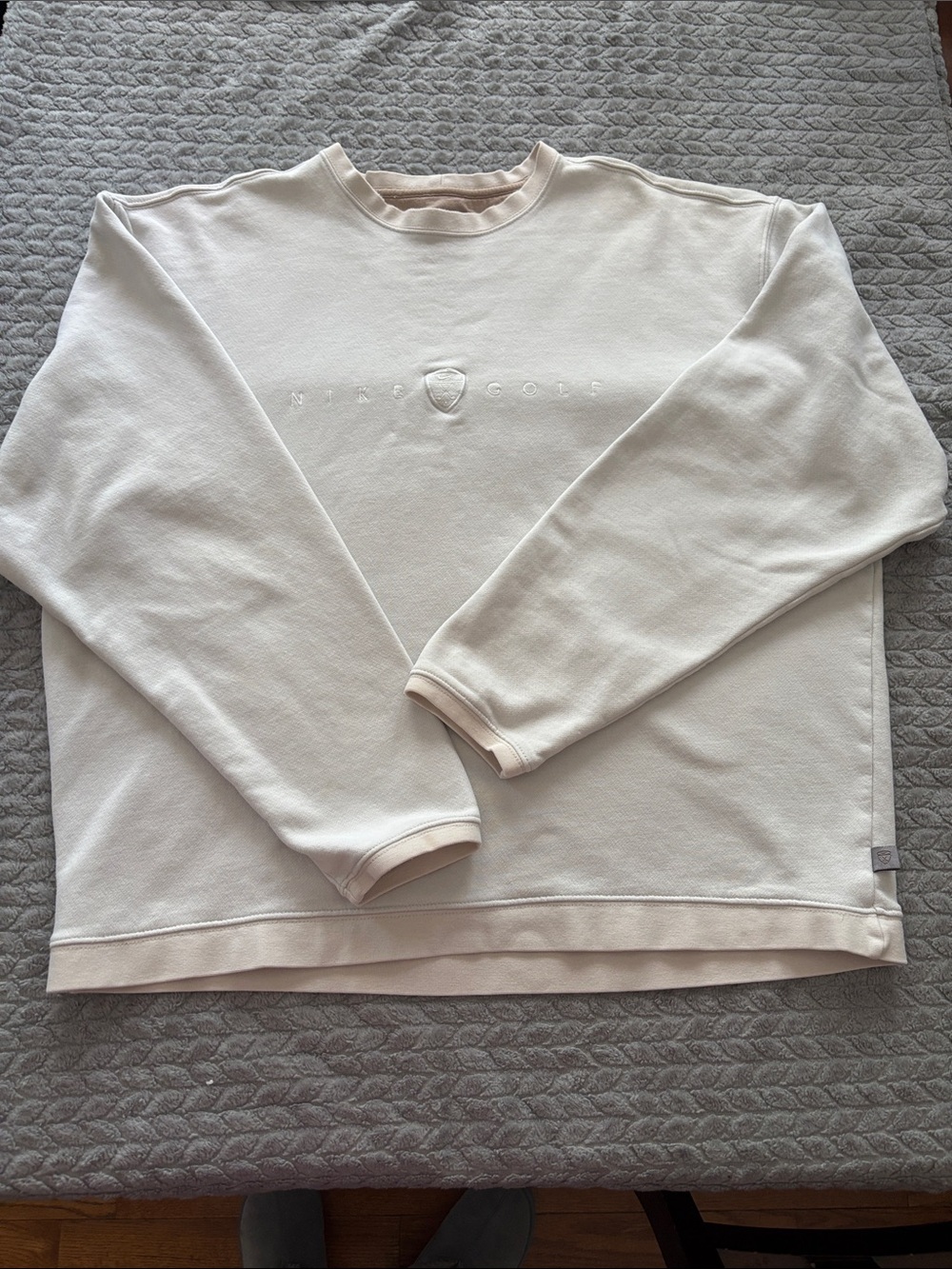 Nike Men's Golf Crewneck Sweater in Off-White/Cream Size Large